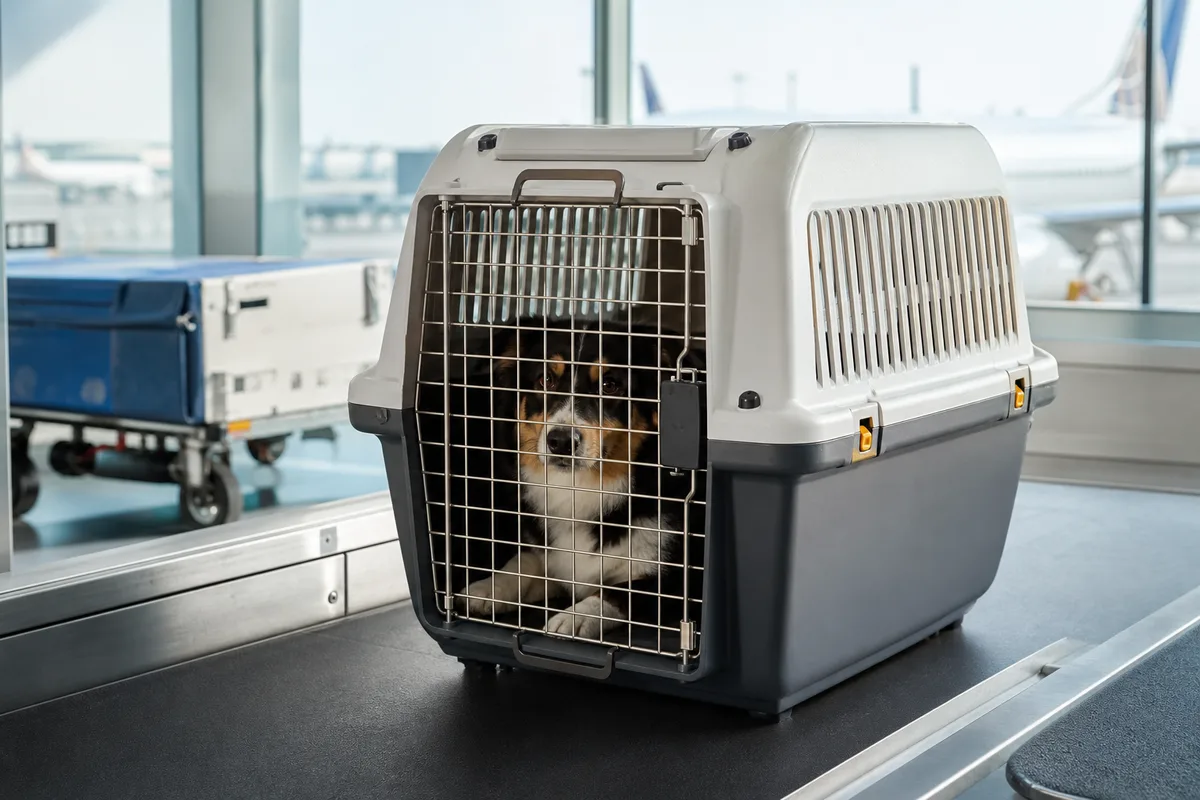 Cage pour chien en avion : les normes IATA